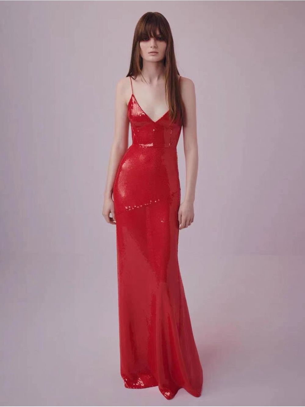 NWOT Alex Perry Red Sequin Slip Gown - Women's Elegant Evening Dress, Size US 6